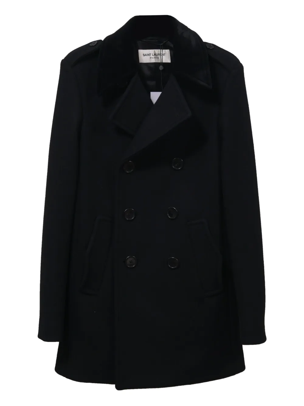 Saint Laurent Pre-Owned abrigo corto con doble botonadura | negro | Image 1