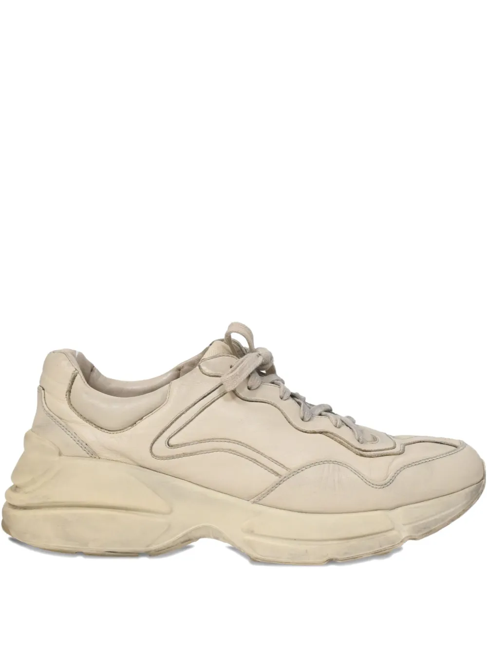 Gucci Pre-Owned 285mm distressed rhyton lace-up sneakers - ニュートラル