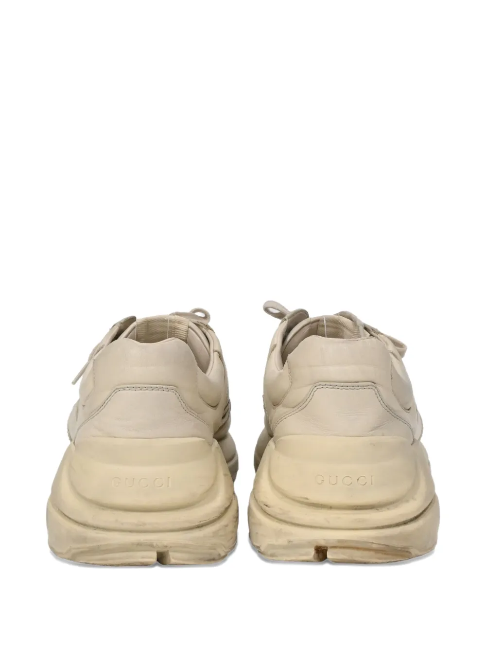 GUCCI Pre-owned 285mm Distressed Rhyton Lace-up Sneakers In Neutral