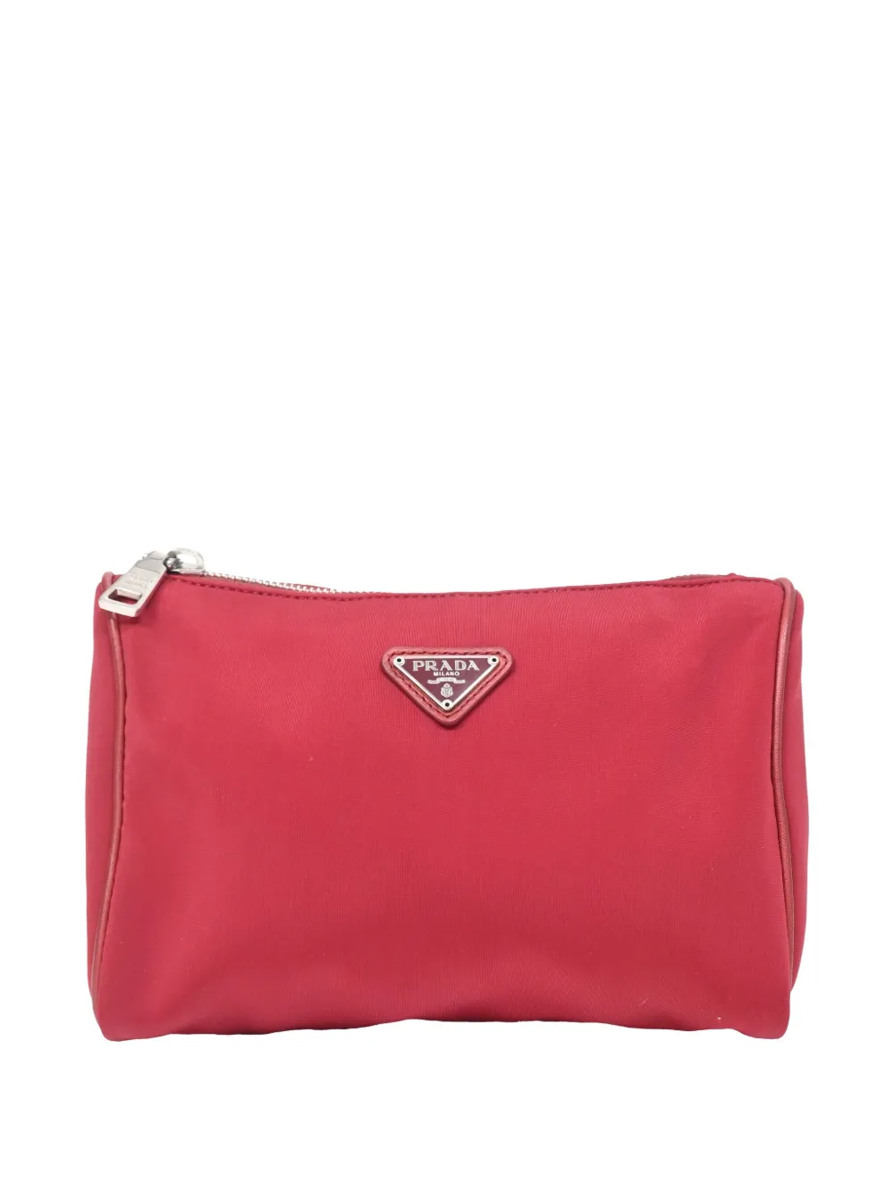 PRADA Pre-owned Small Re-nylon Triangle-logo Pouch In Red