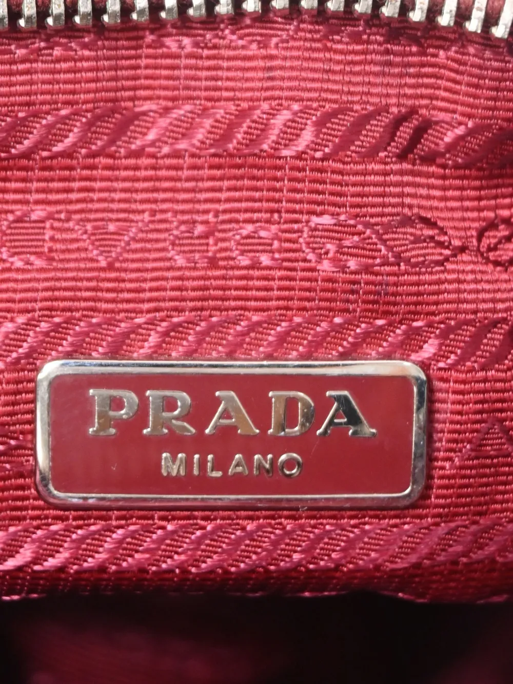 PRADA Pre-owned Small Re-nylon Triangle-logo Pouch In Red