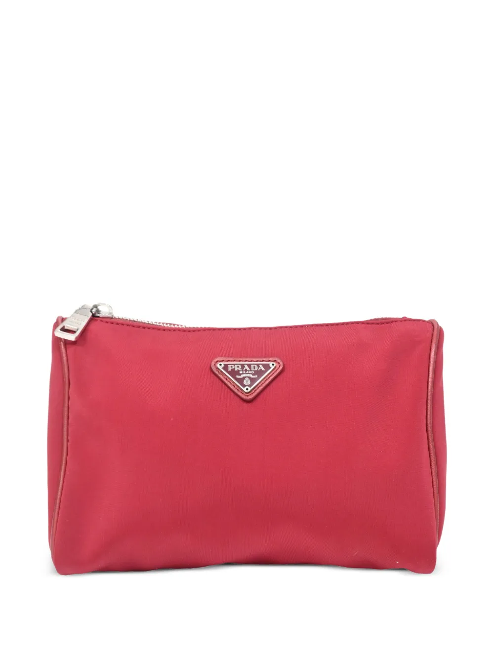 Prada Pre-Owned small Re-Nylon triangle-logo pouch - レッド Prada Pre-Owned small Re-Nylon triangle-logo pouch - レッド