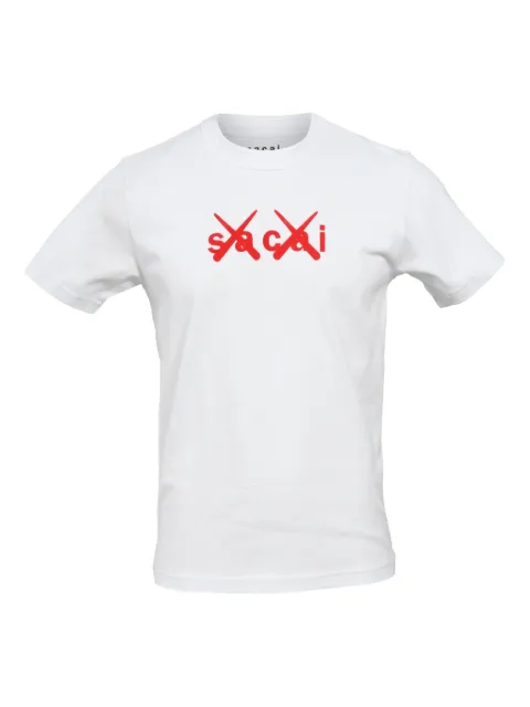 sacai x KAWS flock-print crewneck T-shirt
