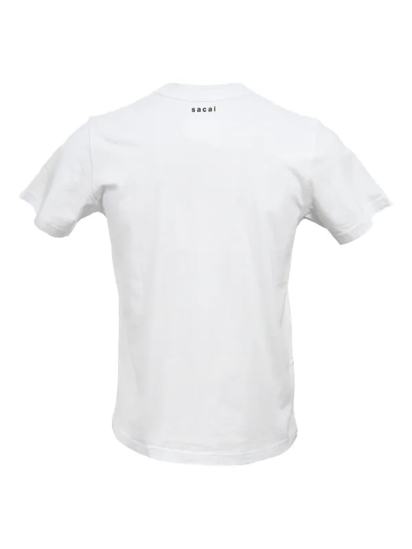 Sacai x KAWS flock-print Crewneck T-shirt | White | FARFETCH ID