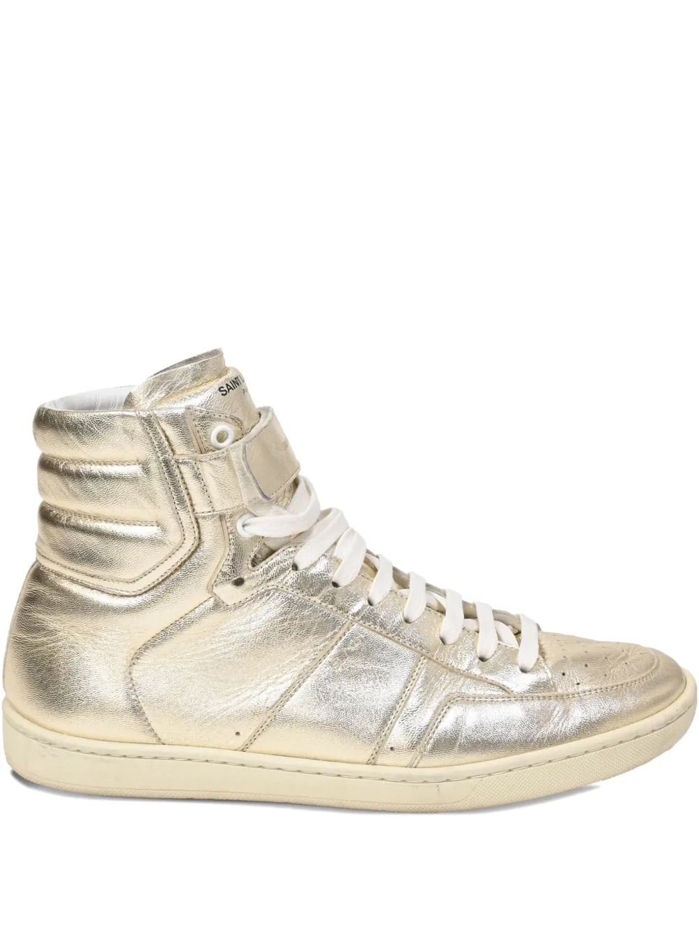 Pre-owned Saint Laurent Sl/12h Lace-up Sneakers In Gold