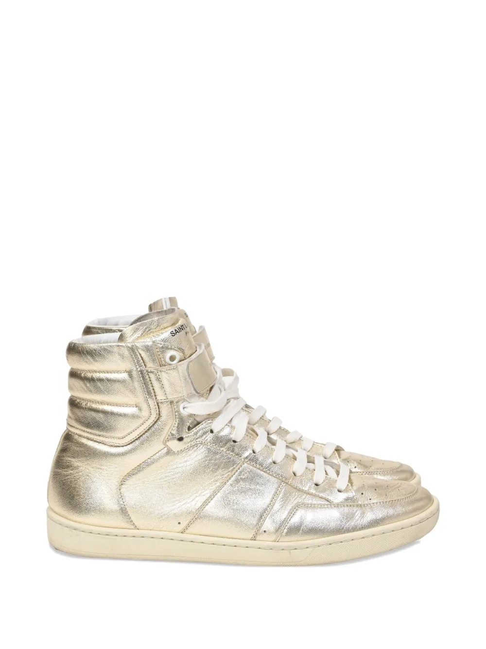 Pre-owned Saint Laurent Sl/12h Lace-up Sneakers In Gold