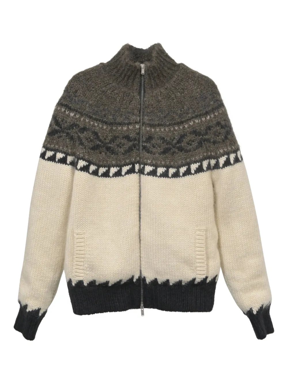 Saint Laurent Pre-Owned zip-up cardigan | Neutrals | Image 1