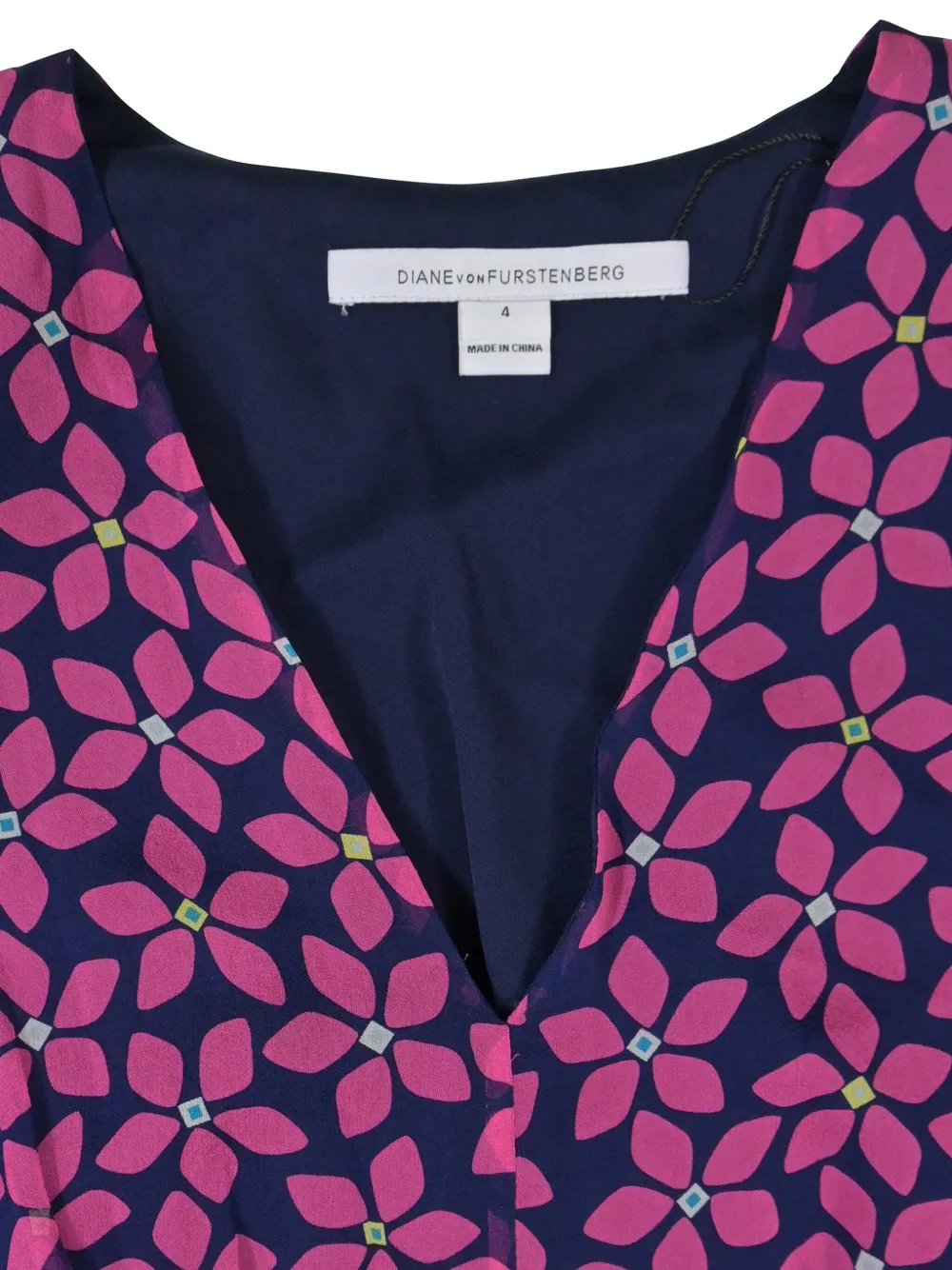 Pre-owned Diane Von Furstenberg 900mmfloral Print Dress In Blue