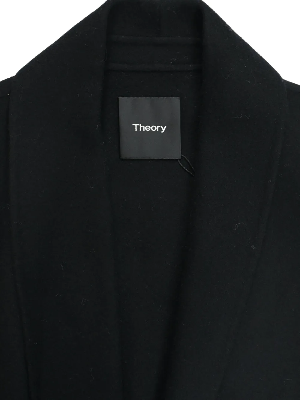 Pre-owned Theory Shawl Wool Coat In Black