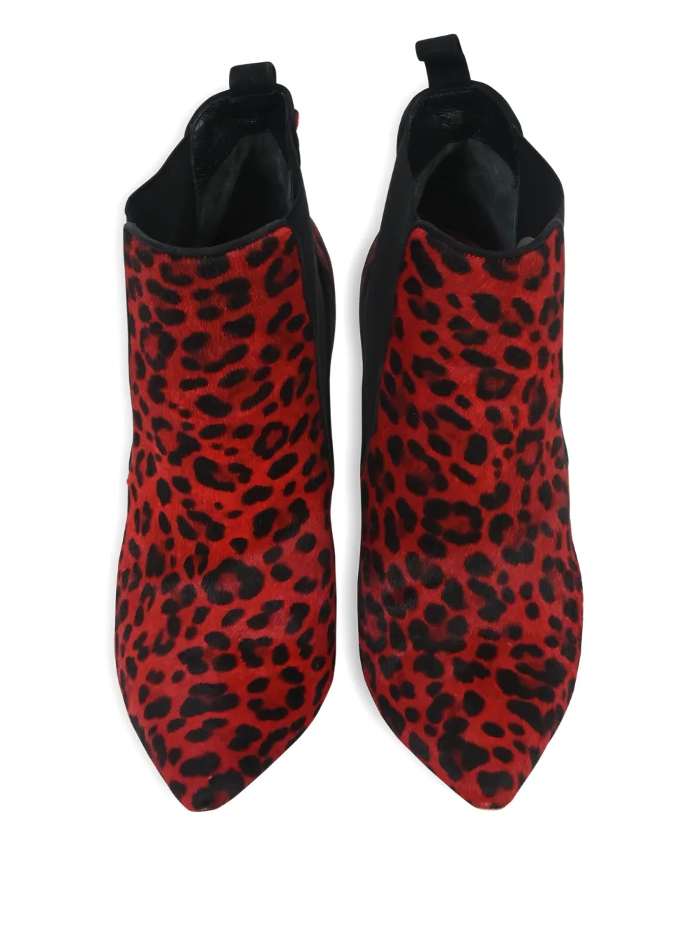 DIOR Pre-owned Leopard-print Ankle Boots In Red