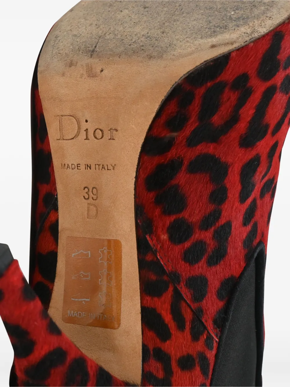 DIOR Pre-owned Leopard-print Ankle Boots In Red