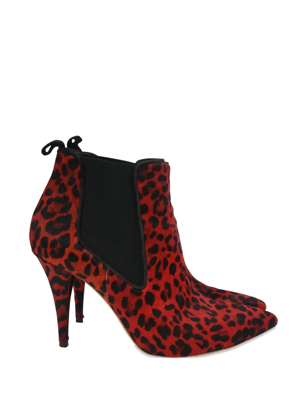 DIOR Pre-owned Leopard-print Ankle Boots In Red