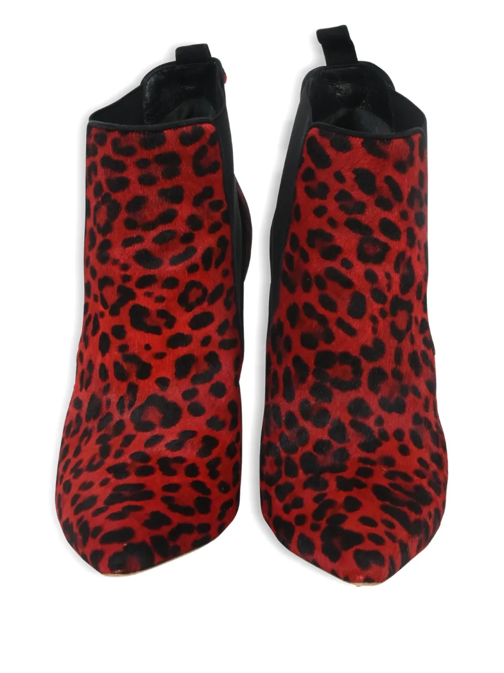 DIOR Pre-owned Leopard-print Ankle Boots In Red