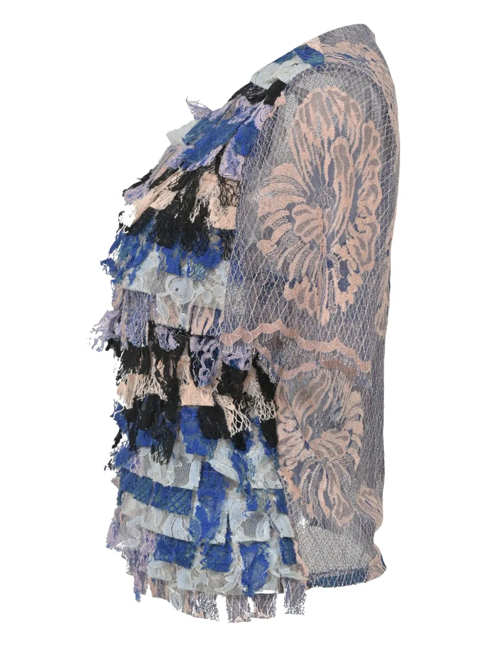 Pre-owned Chanel Lace Fringed Top In Blue