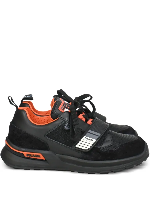 Prada mechano sneaker LUXURY PRADA MECHANO SNEAKERS SHOES 2EG266 BLACK ORANGE US 9  main image 3