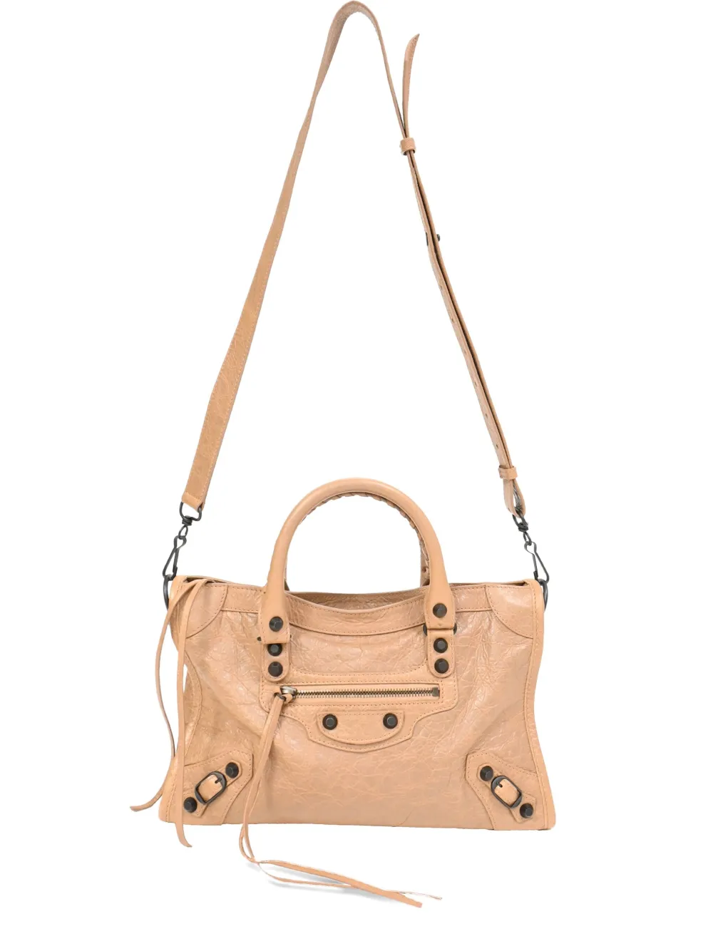 BALENCIAGA Pre-owned Small Le City Studded Braided Tote Bag In Neutral