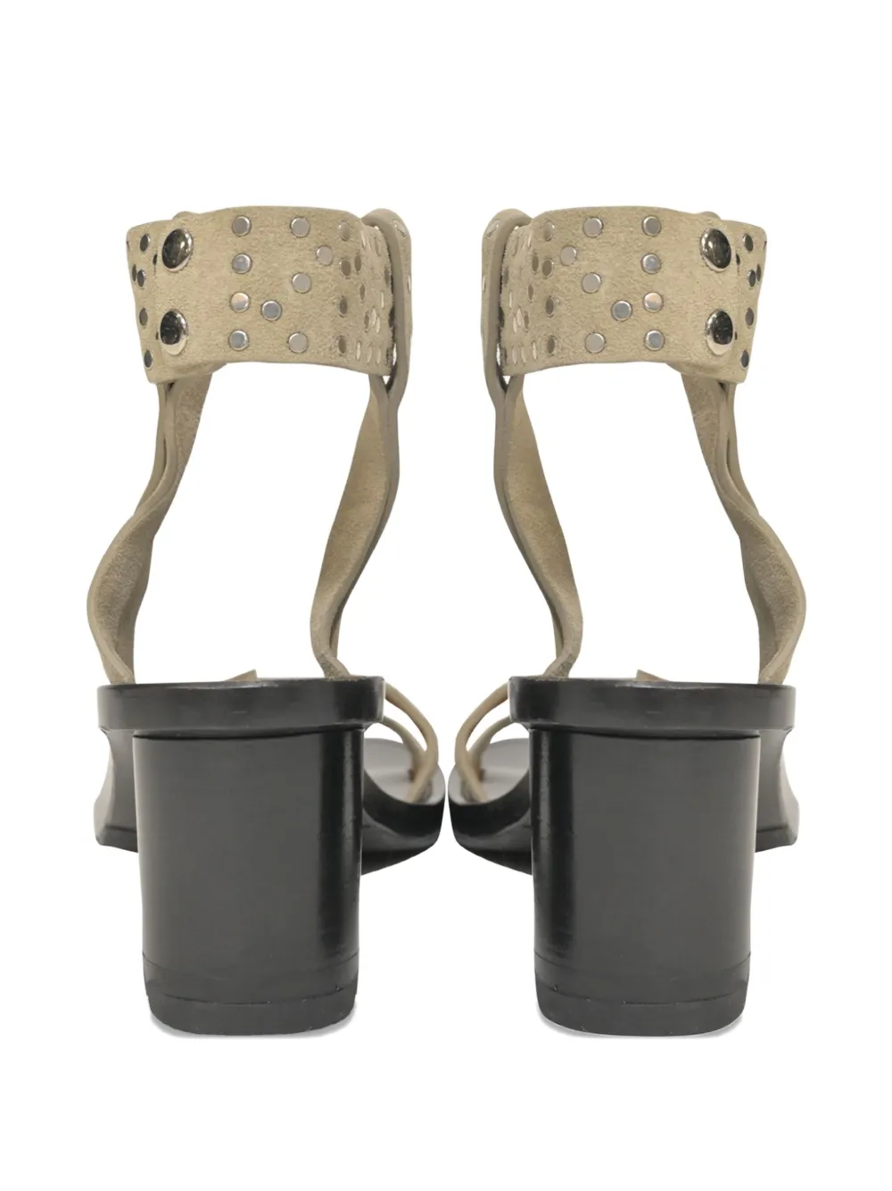 ISABEL MARANT VINTAGE Pre-owned Joakee Studded Ankle-strap Sandals In Neutral