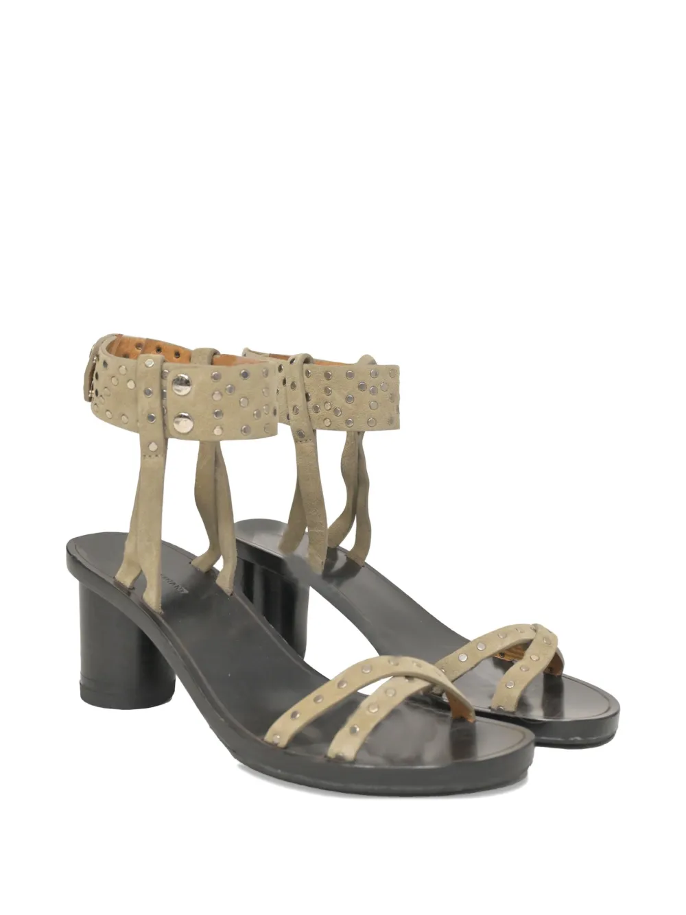 ISABEL MARANT VINTAGE Pre-owned Joakee Studded Ankle-strap Sandals In Neutral