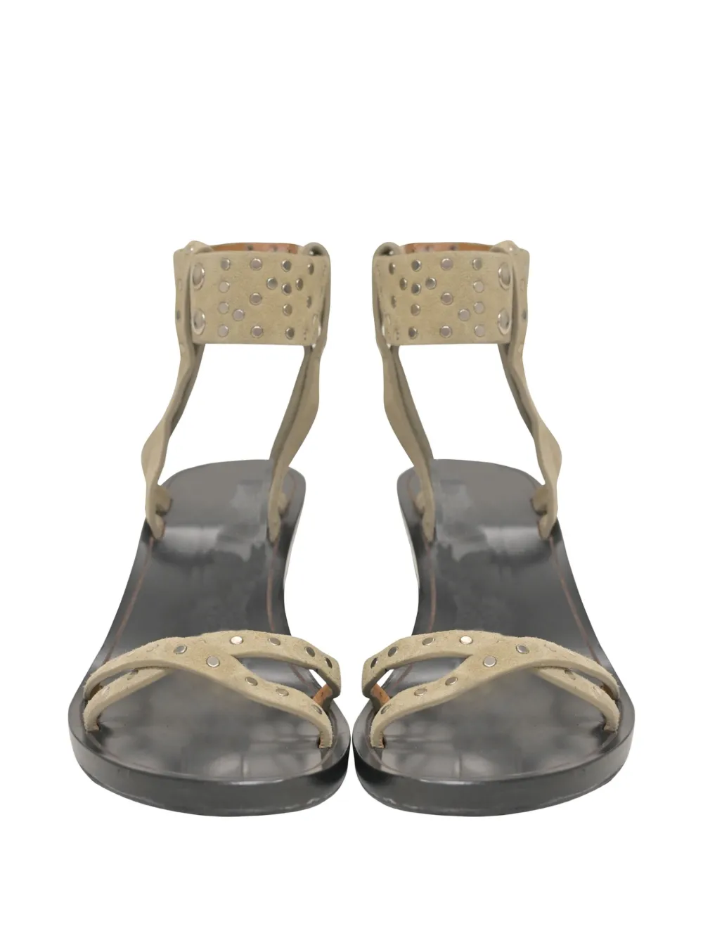 ISABEL MARANT VINTAGE Pre-owned Joakee Studded Ankle-strap Sandals In Neutral
