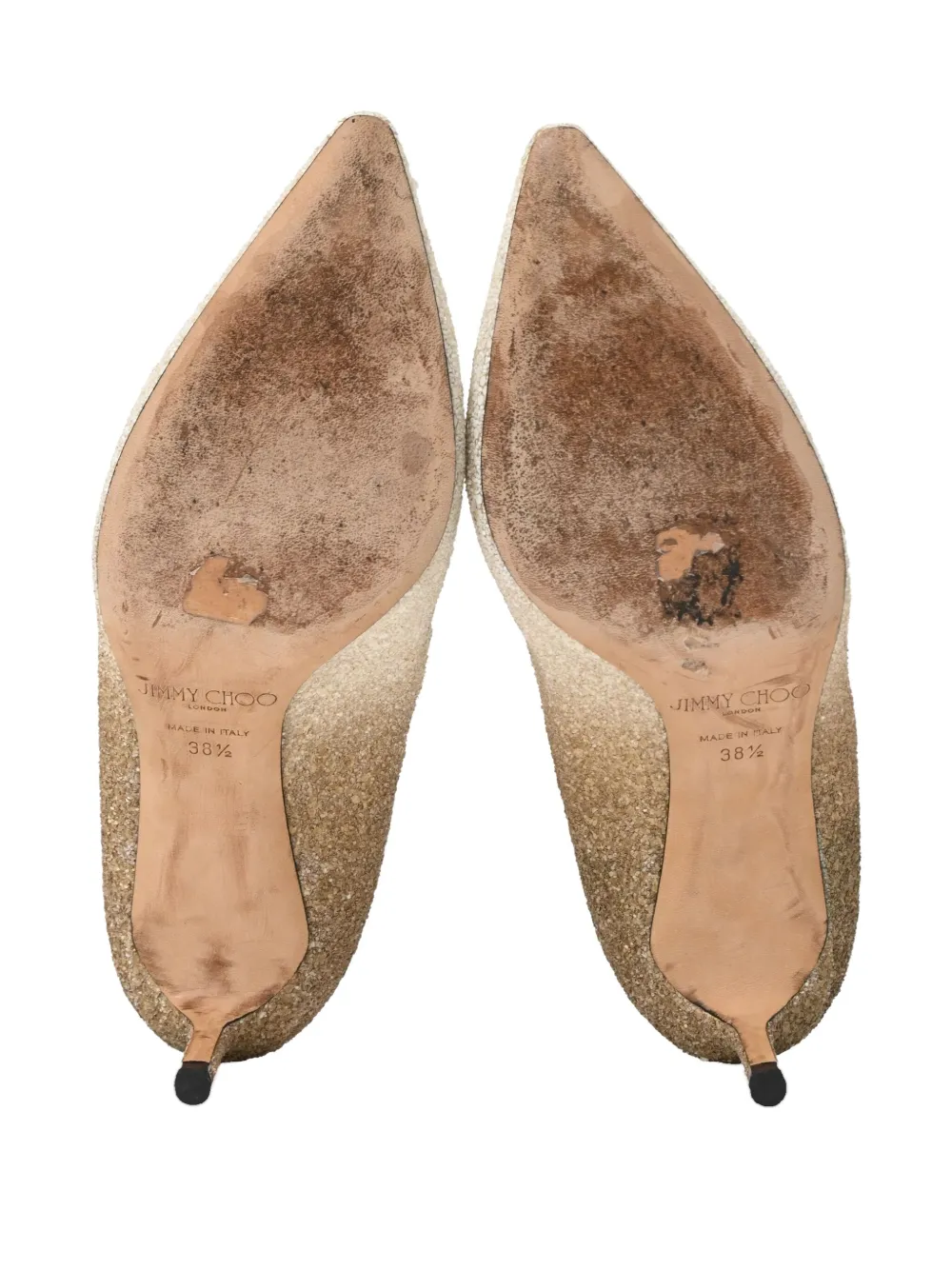 JIMMY CHOO Pre-owned Pointed-toe Glitter Pumps In Neutral
