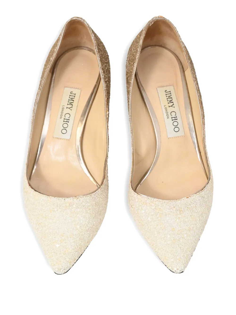 JIMMY CHOO Pre-owned Pointed-toe Glitter Pumps In Neutral