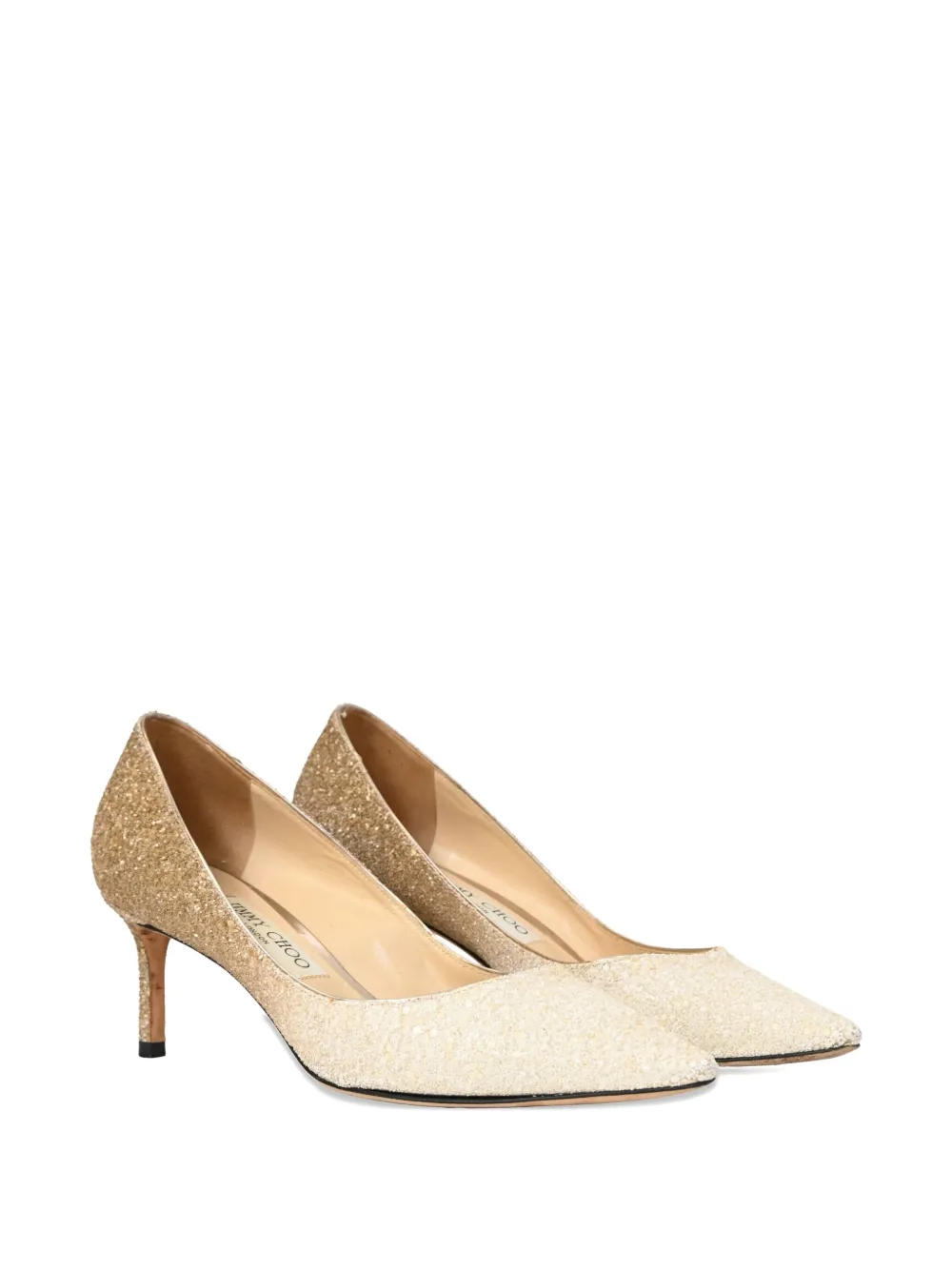 JIMMY CHOO Pre-owned Pointed-toe Glitter Pumps In Neutral