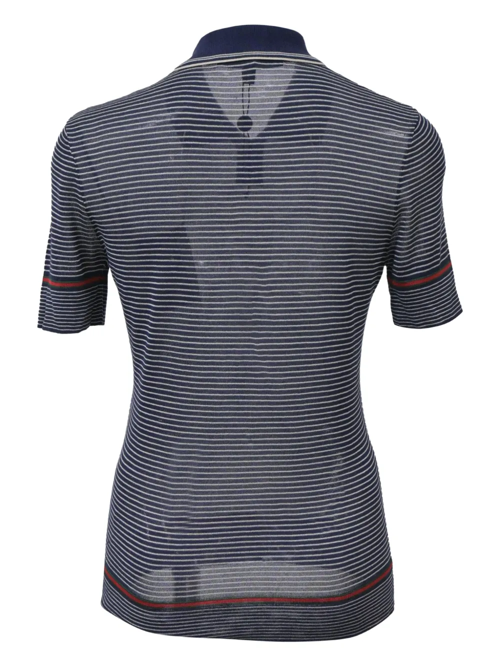 Pre-owned Gucci Striped Anchor Knit Polo Shirt In Blue