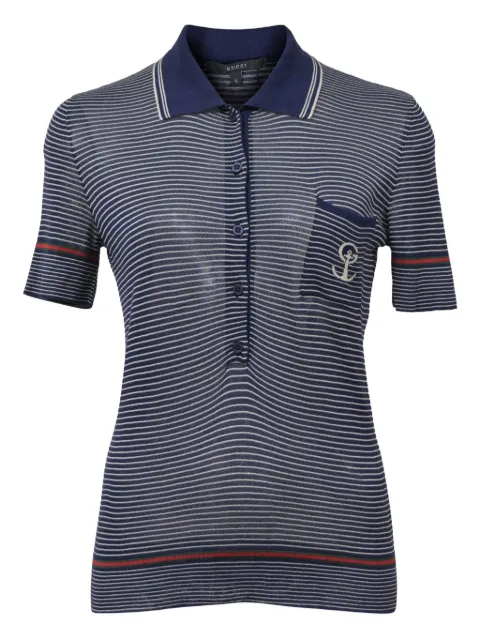 Gucci Pre-Owned striped anchor knit polo shirt