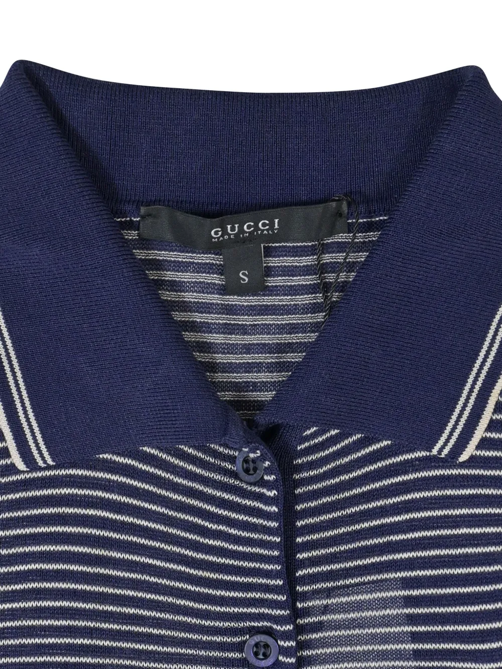 Pre-owned Gucci Striped Anchor Knit Polo Shirt In Blue