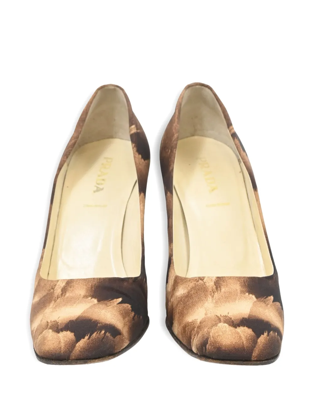 PRADA Pre-owned 100mm Printed Block-heel Pumps In Brown