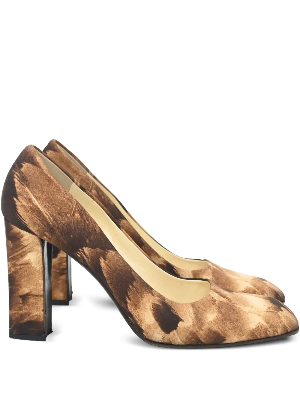 Prada Pre-Owned 100mm printed block-heel pumps | Brown | Image 1