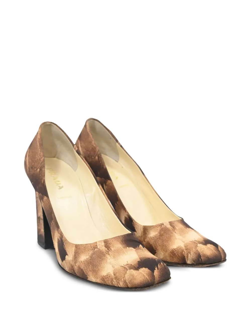 Prada Pre-Owned 100 mm pumps met blokhak en print - Bruin