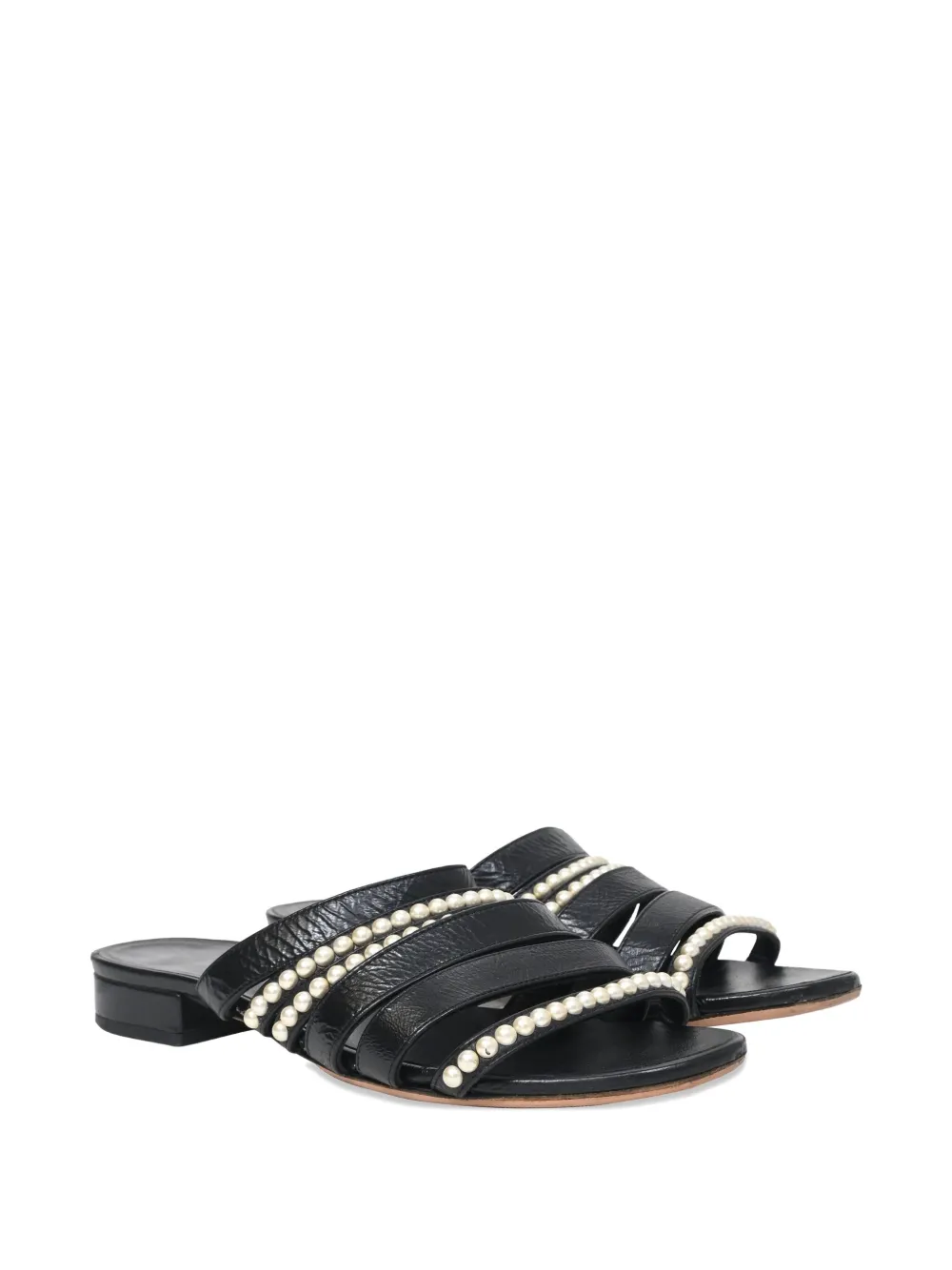 CHANEL Pre-Owned CC sandalen verfraaid met parels - Zwart