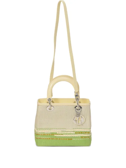 Christian Dior Pre-Owned medium Lady Dior raffia-charm tote bag