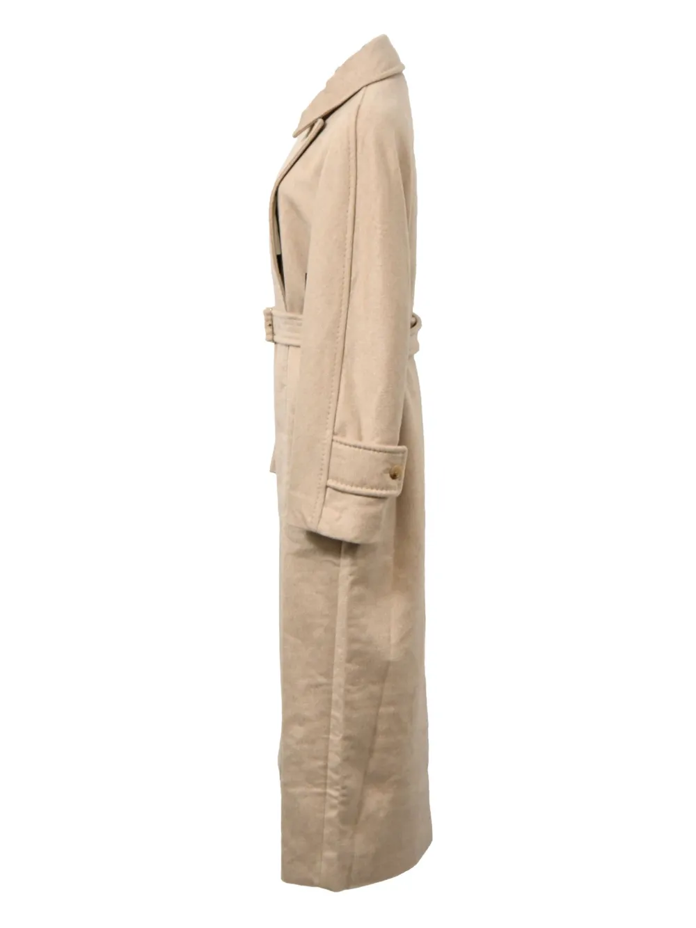 MAX MARA Pre-owned Belted Wool Coat In Neutral