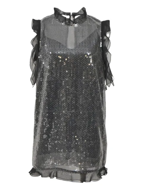 sacai sequined ruffled sleeveless top