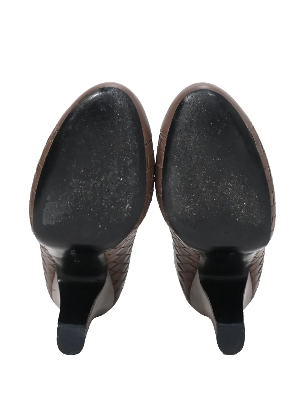 Pre-owned Bottega Veneta 115mm Intrecciato Weave Pumps In Brown