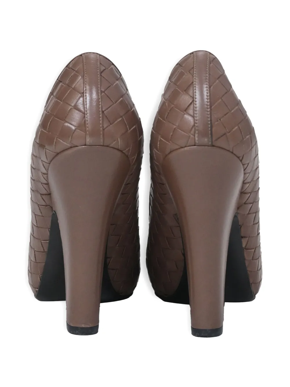 Pre-owned Bottega Veneta 115mm Intrecciato Weave Pumps In Brown