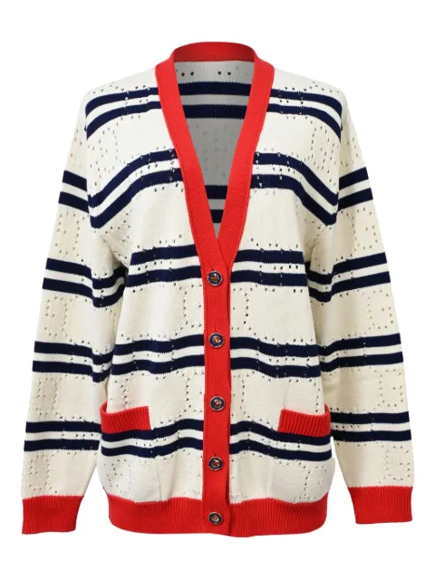 Gucci Pre-Owned pointelle-knit striped cardigan