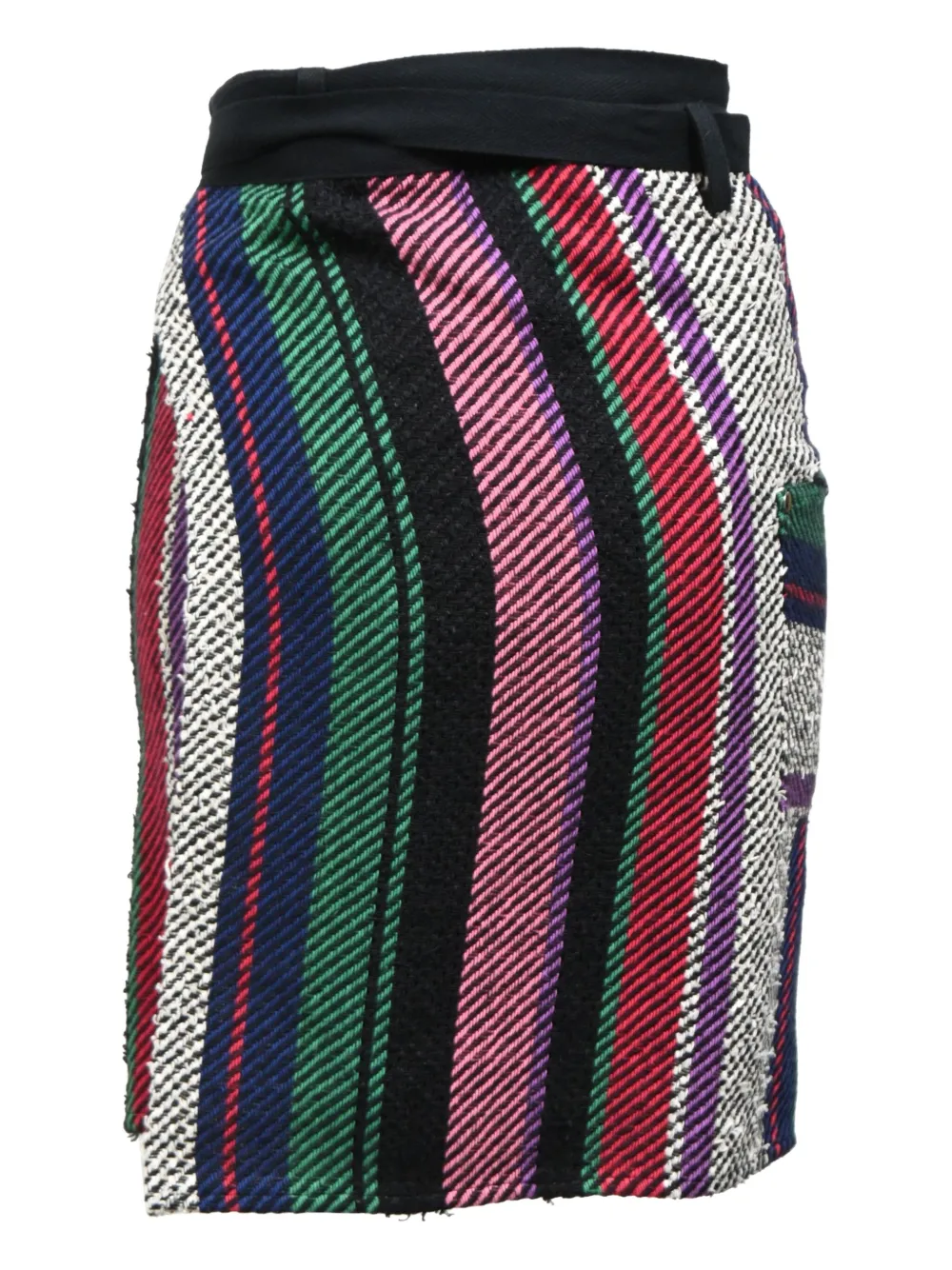 Sacai Gestreepte mini-wikkelrok - Zwart