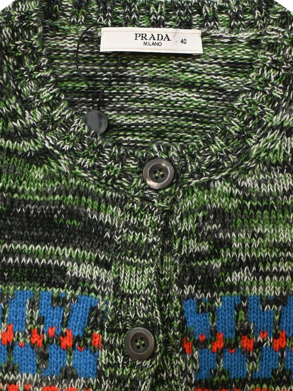 PRADA Pre-owned Knitted Buttoned Cardigan In Green