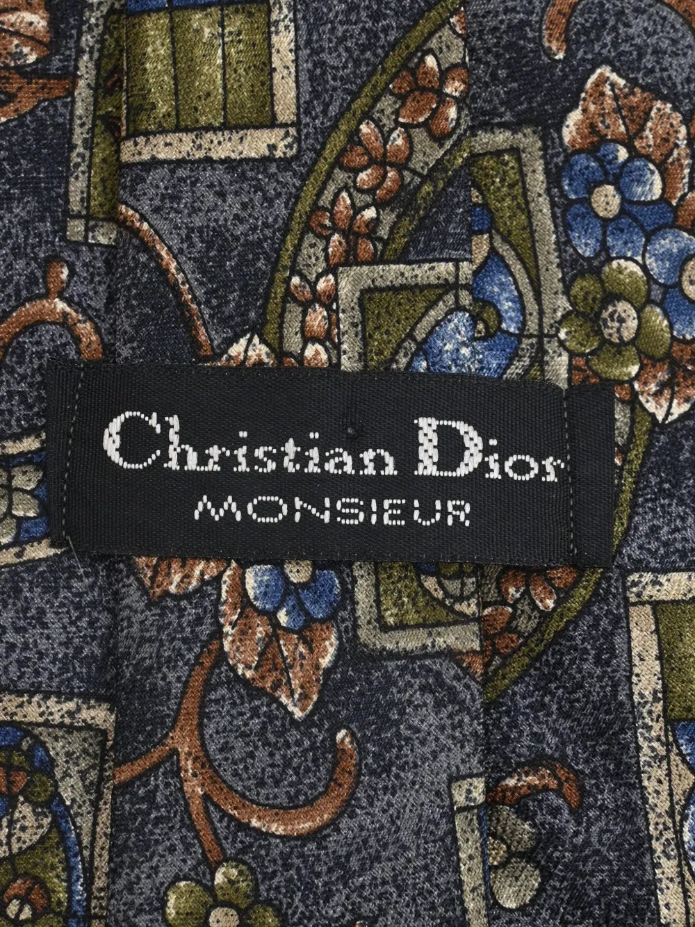 Pre-owned Dior Monsieur Printed Neck Tie In Gray