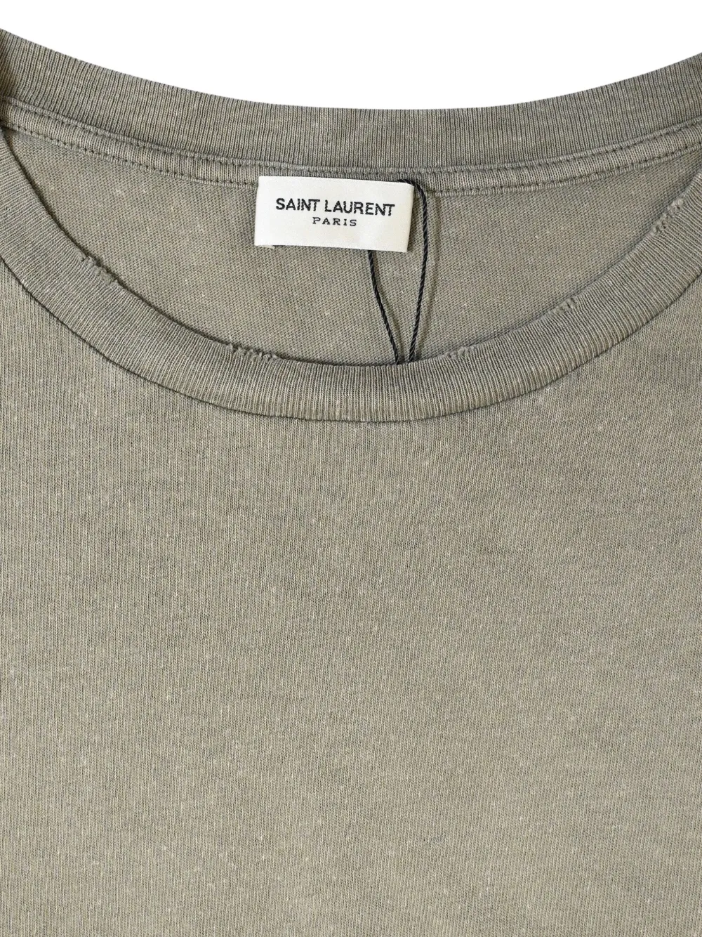 Pre-owned Saint Laurent Logo-print Distressed T-shirt In Green