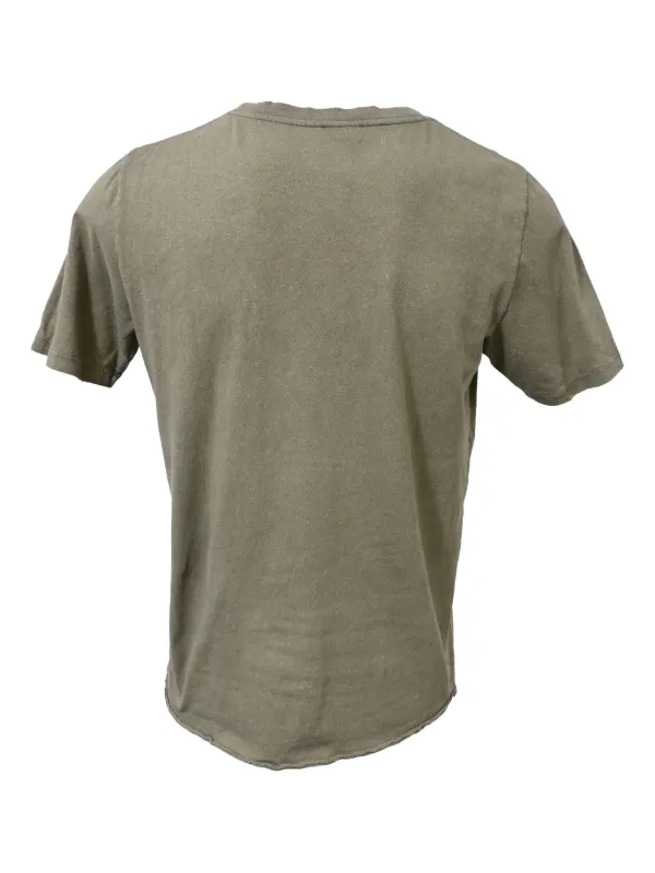 Saint Laurent Pre-Owned logo-print Distressed T-shirt | Green