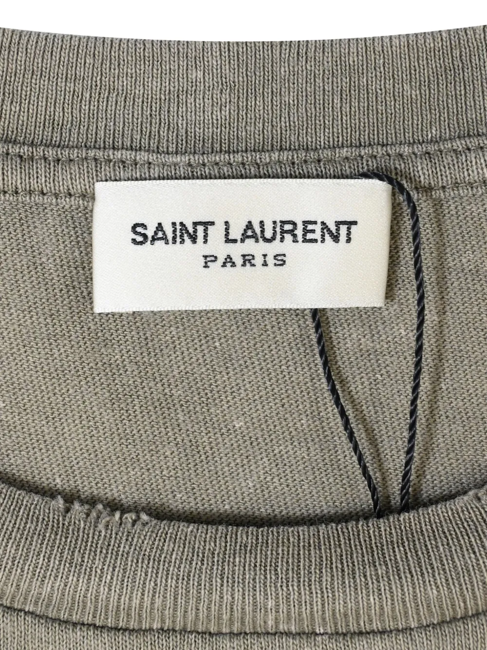 Pre-owned Saint Laurent Logo-print Distressed T-shirt In Green