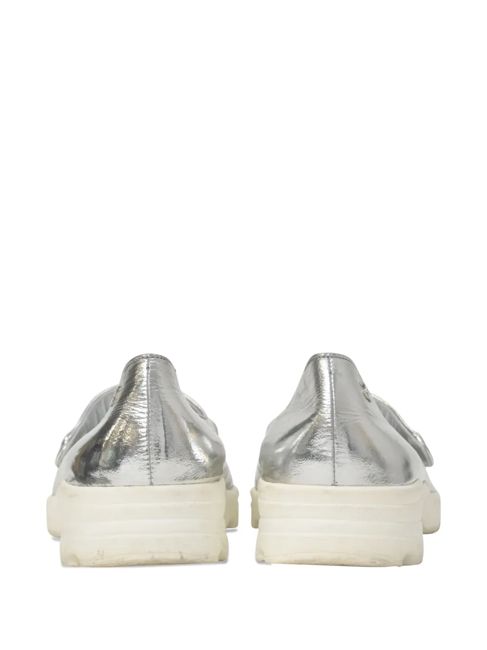 Pre-owned Chanel Mary Jane Sneakers In Silver