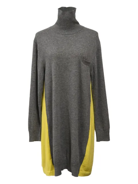 sacai vestido tejido con cuello de tortuga