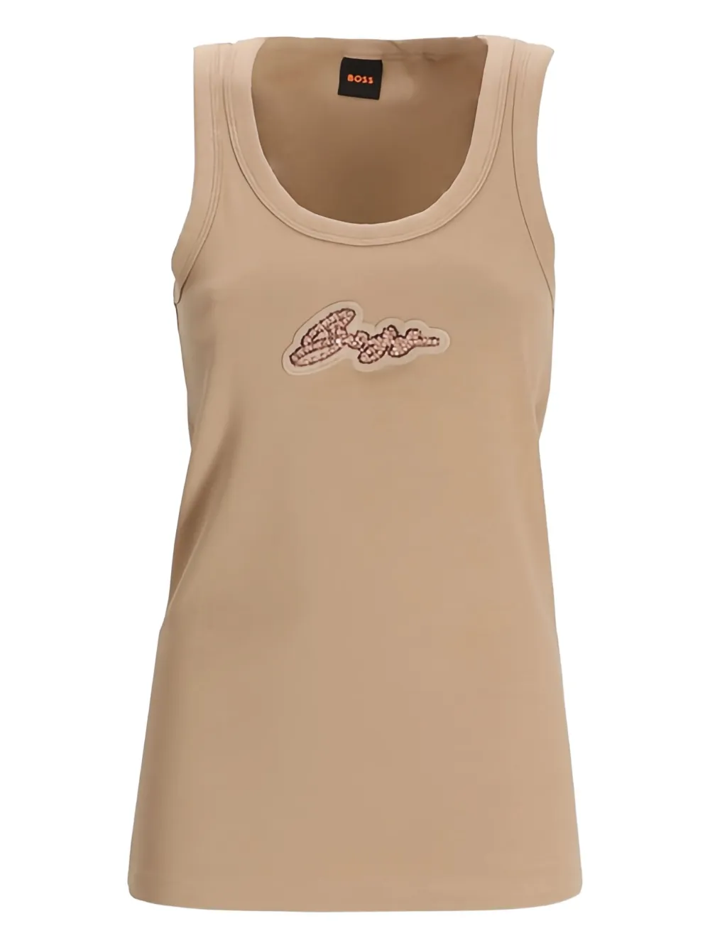 Hugo Boss Logo-embroidered Tank Top In Neutral