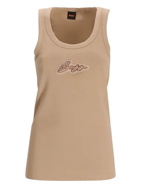BOSS logo-embroidered tank top