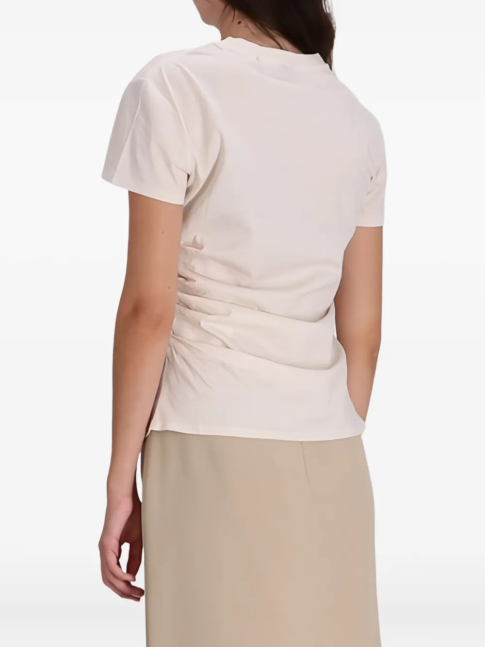 BOSS T-shirt met ruches Beige